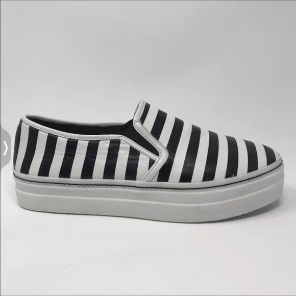 NWT Alice and Olivia striped leather Platform leather slide sneakers - Picture 4 of 7